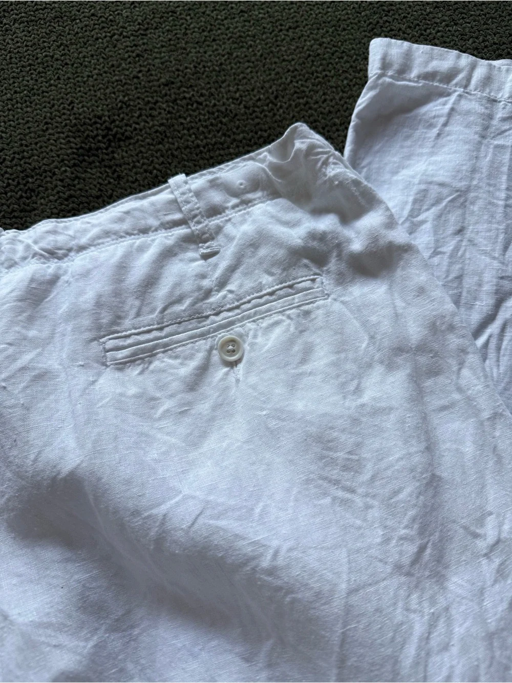 Perry Ellis Men's White Linen Drawstring Chinos Sz 34 Beachy Casual Vacation